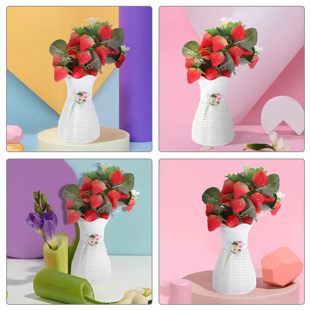 

2pcs Realistic Strawberry Fruits Bouquet Artificial PVC FakeHome Office Decor Desktop Bookshelf Gift for Family Friends