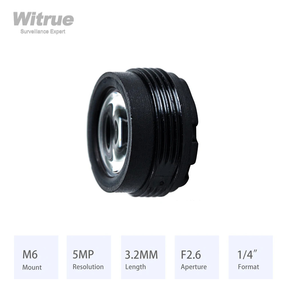 Witrue M6 * 0.35 zamontować obiektywy kamery przemysłowej 3.2MM HD 5MP przysłony F2.6 Format 1/4 \