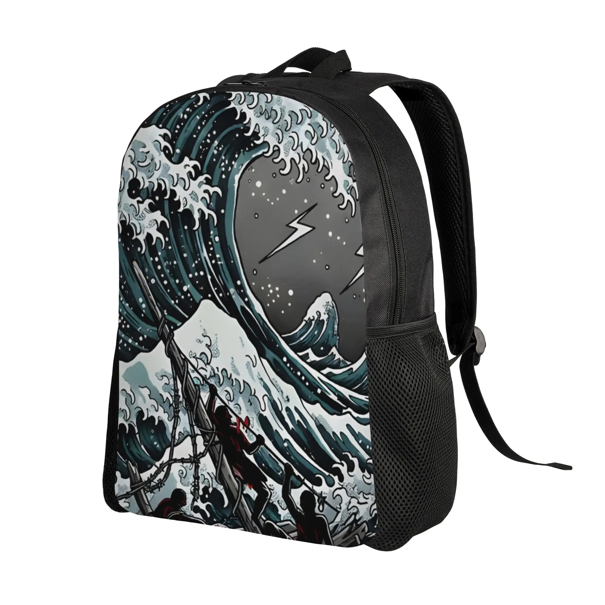 Trippy Landscape TheWave Of Chaos Dark Sea Exploration Backpack Daily Cool Aesthetic mochila Large Capacity Schoolbag For Teens