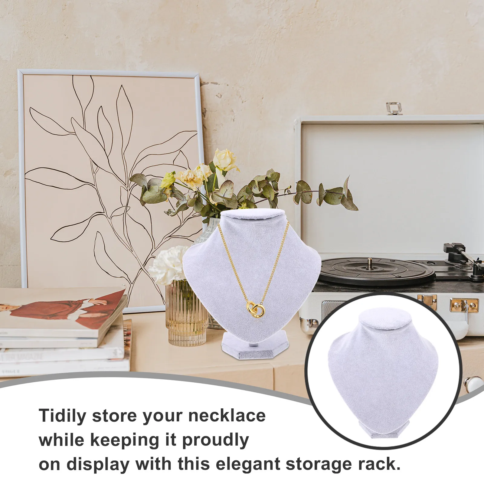

Necklace Display Stand Jewelry Bust Rack For Selling Storage Organizer Showcase Pendant Chains Holder Jewelry Display Rack