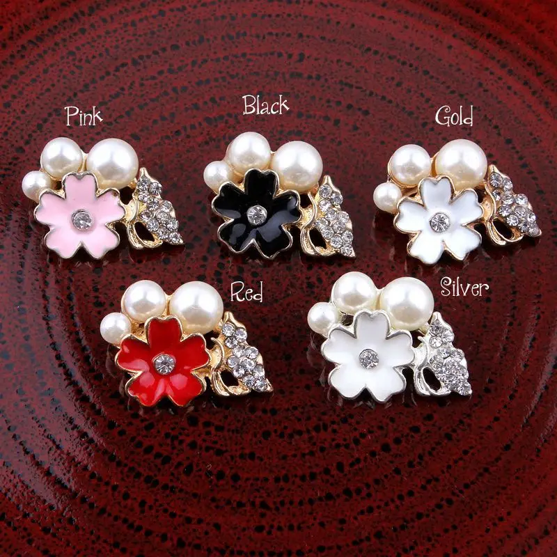 200pcs/lot 5Colors Newborn Shinny Rhinestone Button For Garment Accessories Boutique Faux Pearl Decorative Button For Headwear