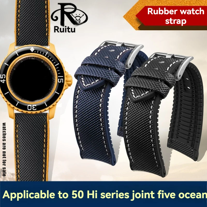 Correa de reloj de goma fluorada azul de 22mm para Swatch X Blancpain Five Oceans for Fifty Fathoms, correa de reloj deportivo para hombres y mujeres + herramientas