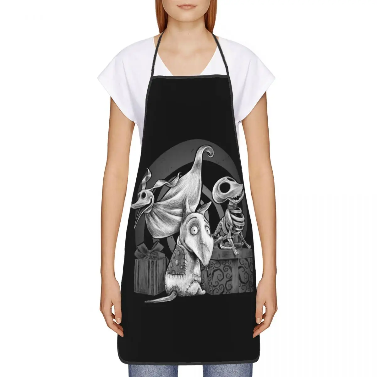 Custom Sparky Frankenweenie Bib Aprons Men Women Unisex Kitchen Chef Creepy Dog Tablier Cuisine for Cooking Baking Gardening