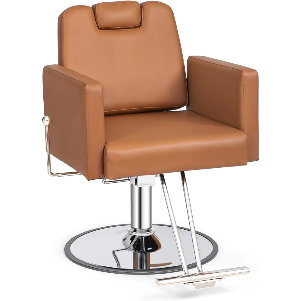 

Heavy-duty Reclining Barber Chair, Salon-grade Chair, with Detachable Headrest, 360-degree Rotation, Black and Gold Color Scheme