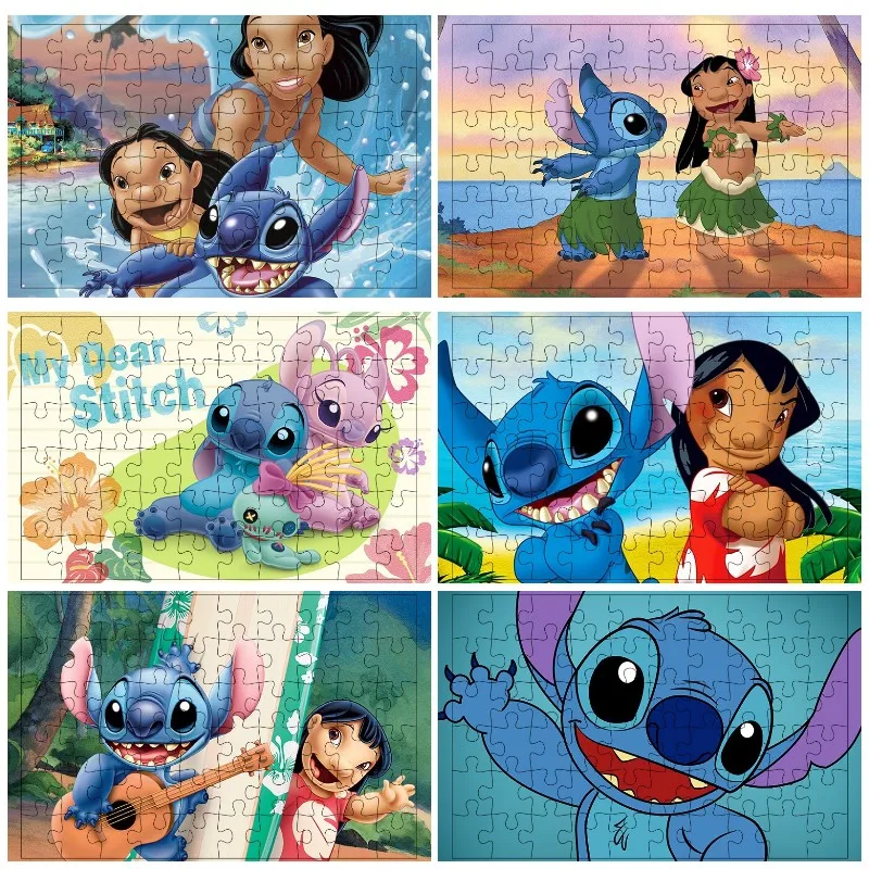 

Disney Lilo&Stitch Cartoon Lovely Alien Blue Creature Pictures Puzzle Game Jigsaw 300 500 1000PCS Teens Fans Like Room Ornaments