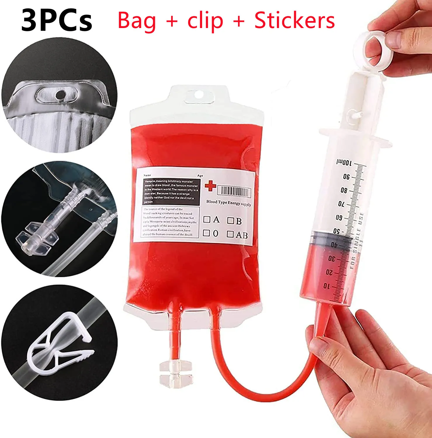 

3PCs 400ml Halloween Blood Bag PVC Reusable Vampire Juice Energy Drink Packaging Container Horror Party Props