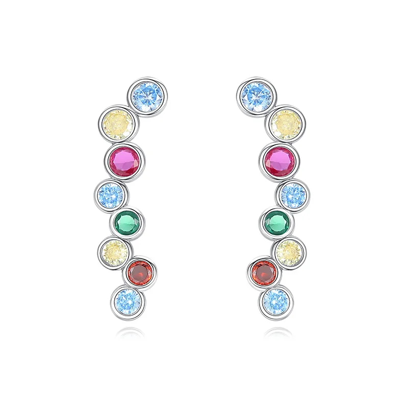 

S925 sterling silver jewelry rainbow bubble dopamine inlaid zircon niche earrings for women light luxury fashion earrings