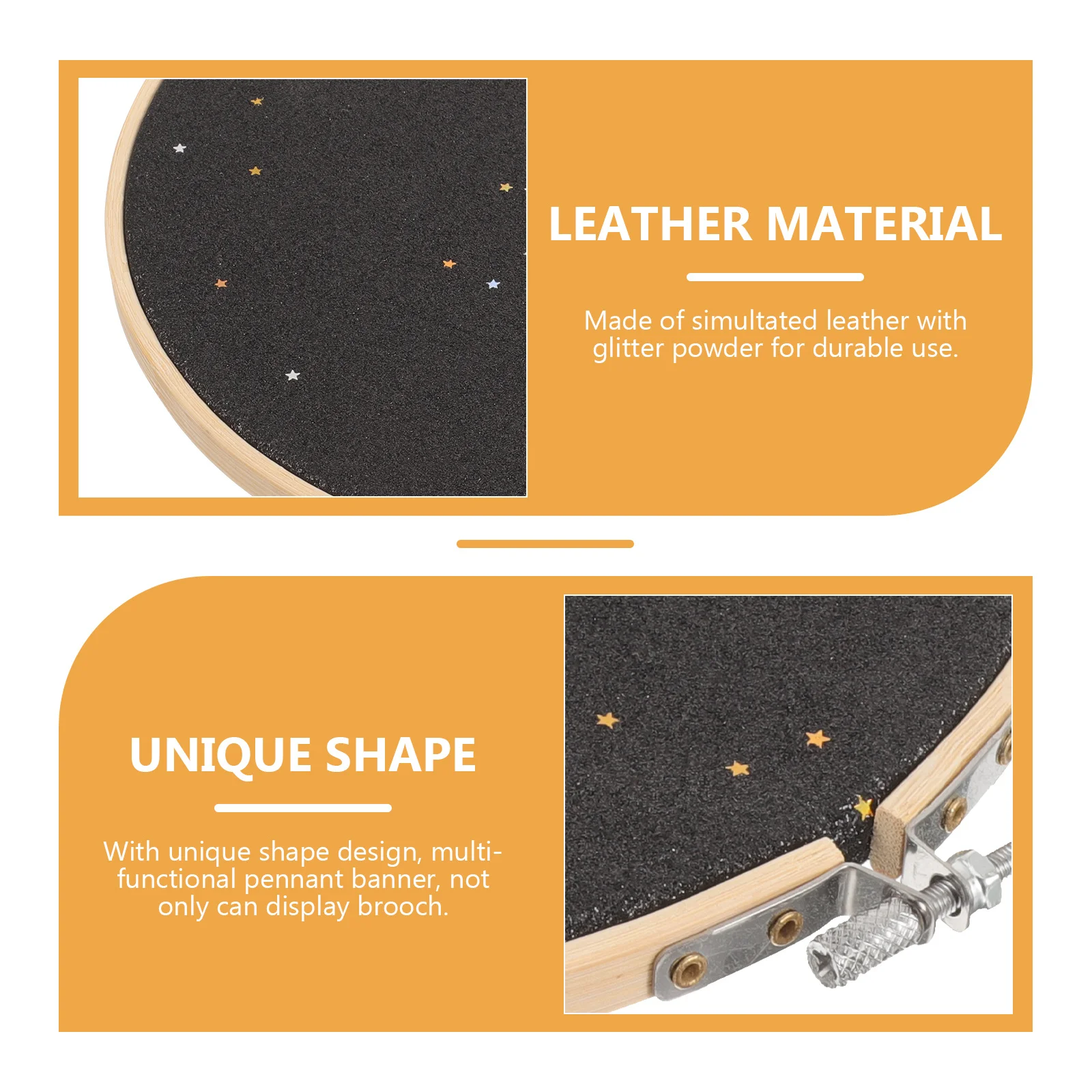 

Round Black Brooch Banner Canvas Simulated Glitter Powder Display Pin Holder Wall Hanging Decoration for Party