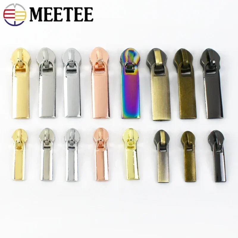 Meetee 10/20/50Pcs 3# 5# Zipper Sliders for Nylon Zips Tape Bag Garment Jacket Zip Puller Head Repair Kit DIY Sewing Accessories