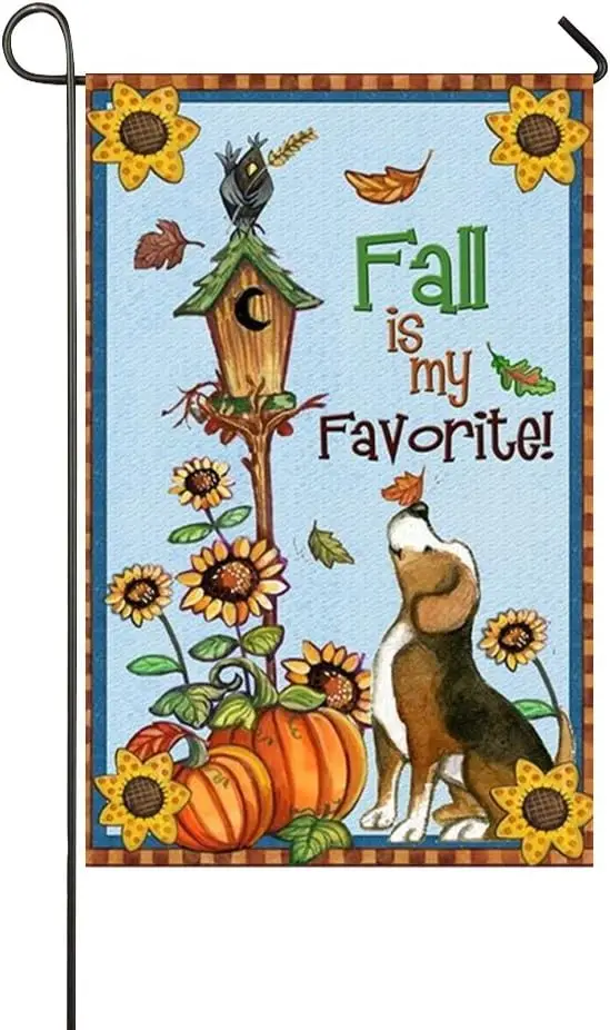 Fall Is My Favorite Clever Dog Garden Flag Holiday Decoration Double Sided Flag 12.5