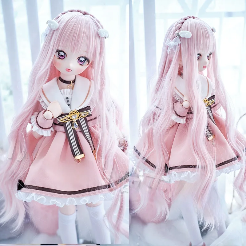   วิกผมคิงสควอเรล BJD 3 4 6 ชิ้น แบบถักเปีย ผมยาวหยิก มีปม สำหรับตุ๊กตาหมี ซิสเตอร์ดอลล์ พรีออเดอร์ ทนความร้อนสูง...