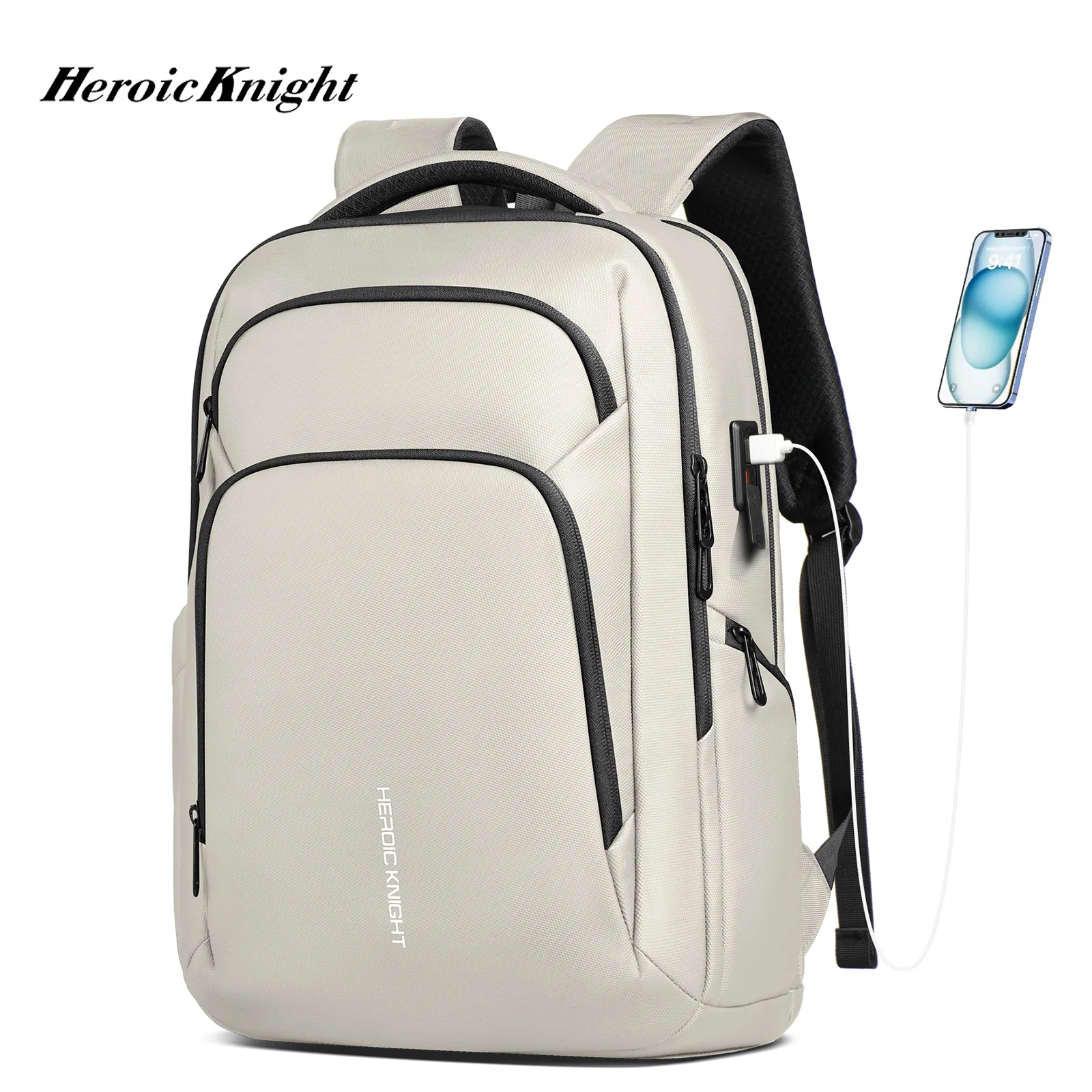 Heroic Knight Business Men's Backpack 17 Inch Work Computer Bag Multi Pocket Weekend Travel Backpack Anti-Theft College Rucksack