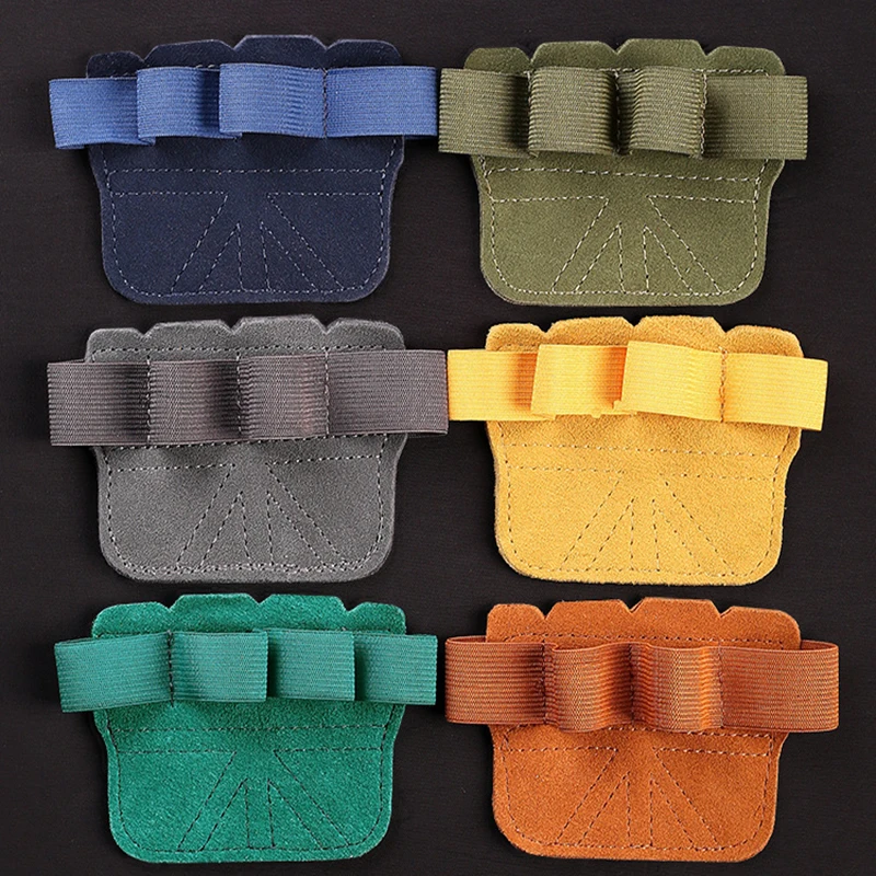 

1 Pair Cowhide Bodybuilding Gym Gloves Four-finger Palm Protection Anti-slip Wear-resistant Fitness Sports Training Palm Guard