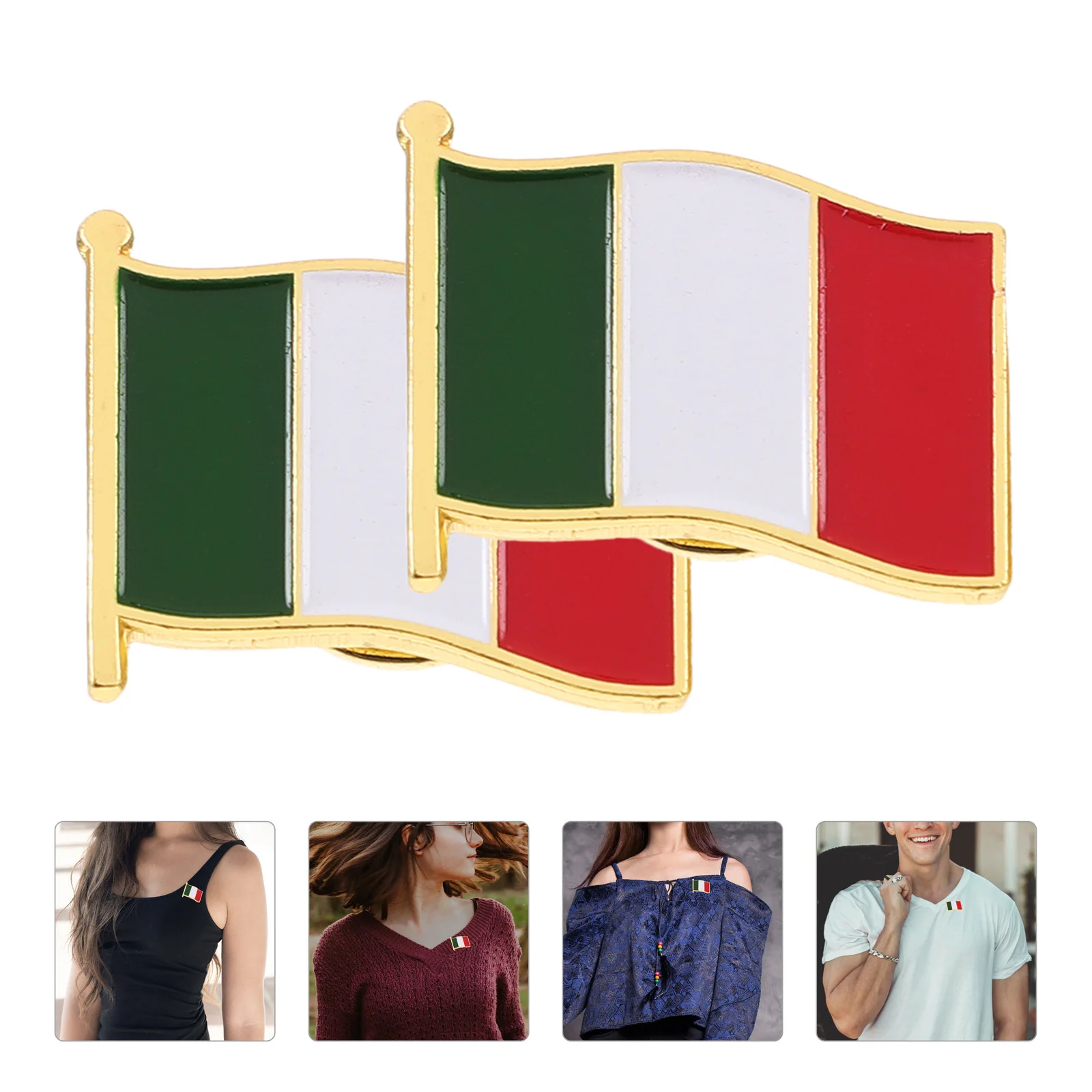 10 Pcs Personalized Brooch Italian Flag Iron National Stoving Varnish Clothing Pin