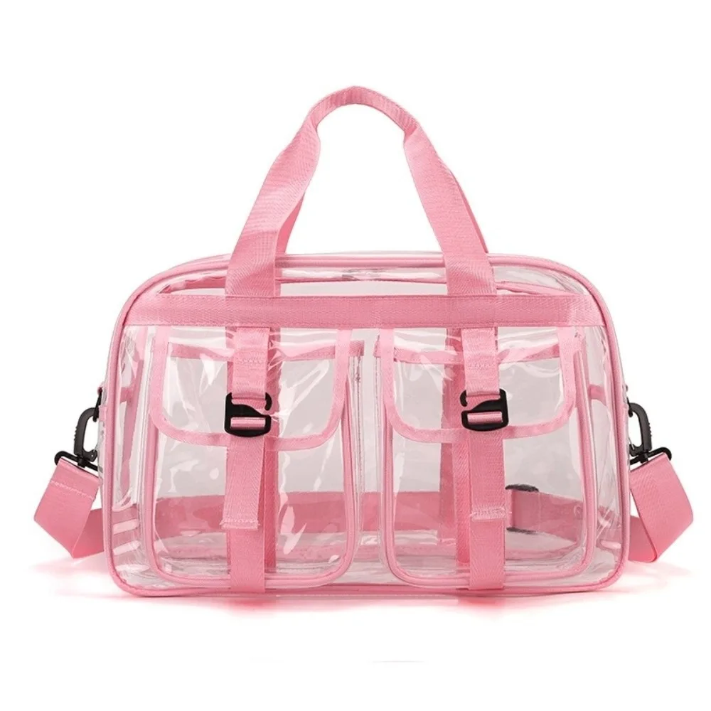 Large Capacity Transparent Crossbody Bag PVC Waterproof Toiletries Handbag Multi-pocket Lightweight Washing Storage Bag