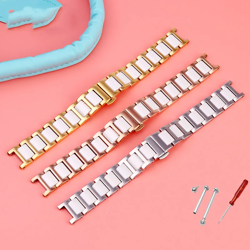 Pasek ceramiczny z karbowanym 20*12mm do zegarka MK damska gwieździste niebo seria Parker MK5896 ceramiczna bransoletka na rękę dla Folli Follie