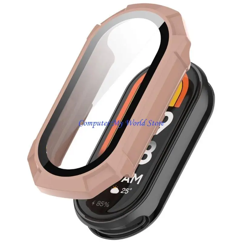 Anti-scratch Protective Case+Screen Protector Suitable for Mi-Band 8 Cover with Tempered Glass Film SmartwatchHard-Shell