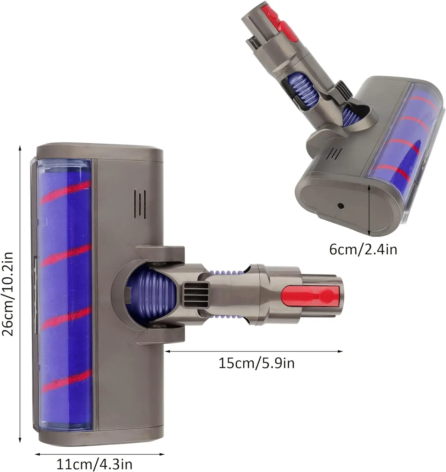 แปรงลูกกลิ้งหัวพื้นแบบนิ่มสำหรับ Dyson V6 DC58 DC59 DC62 DC74 V7 V8 V10 V11 V15ชิ้นส่วนเครื่องดูดฝุ่นหมุนได้