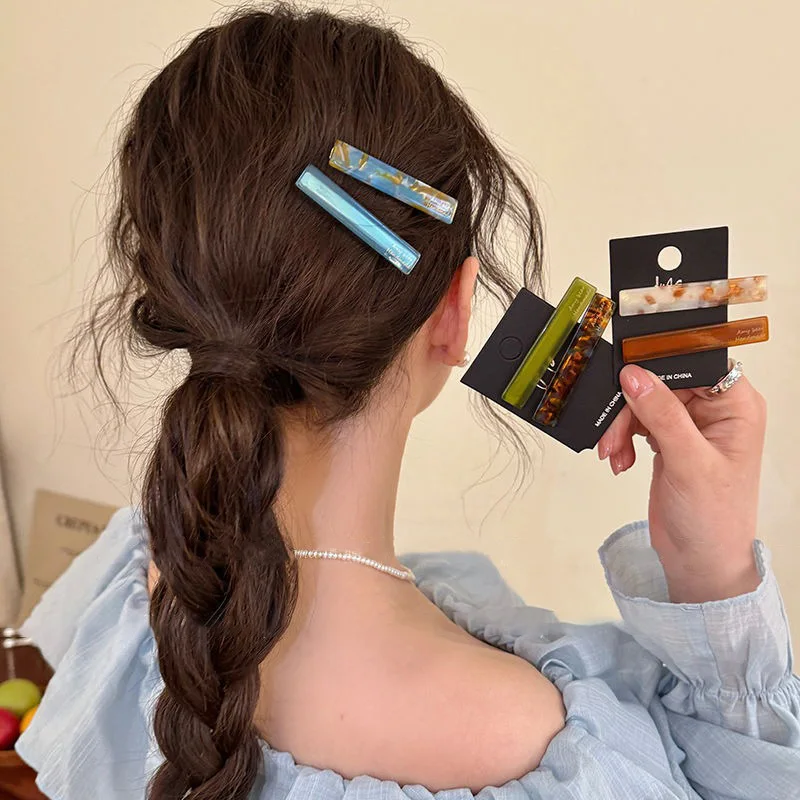 

2pcs Gold Niche Hairpins Senior Korean Design Hair Clip Fashion Colorful Duckbill Clip Hair Accessories for sweet Women Girls
