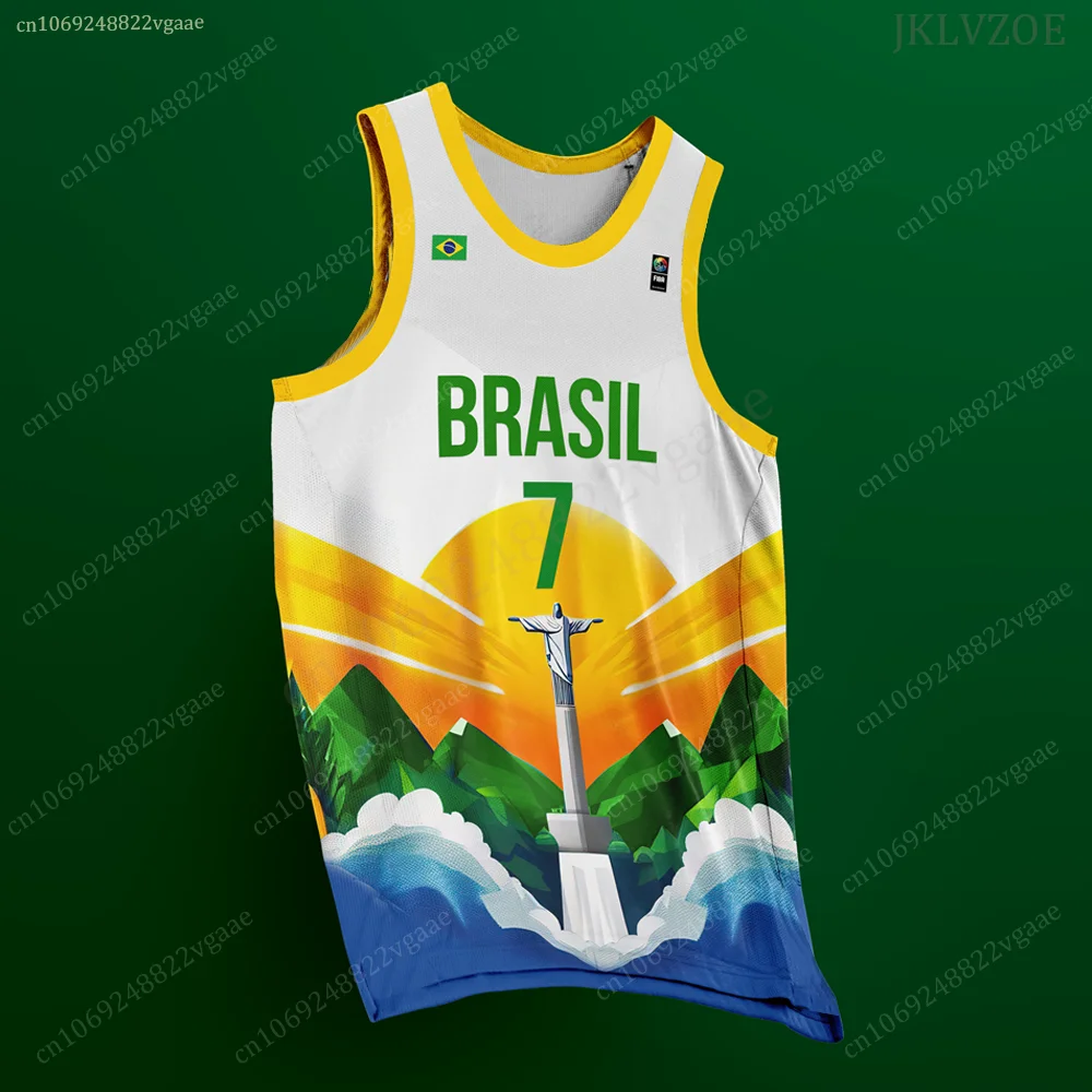 

Summer Brazil Basketball Jersey Men Sleeveless T Shirt Tank Top Brasil Tee Kids Christ the Redeemer Rio