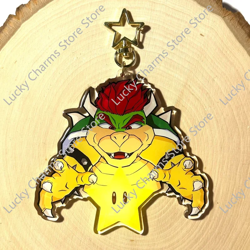 Cute Cartoon Dinosaur Monster Acrylic Keychain, Yellow Star Background Fantasy Creature Key Ring, Star Shape Hook Bag Decor, Gam