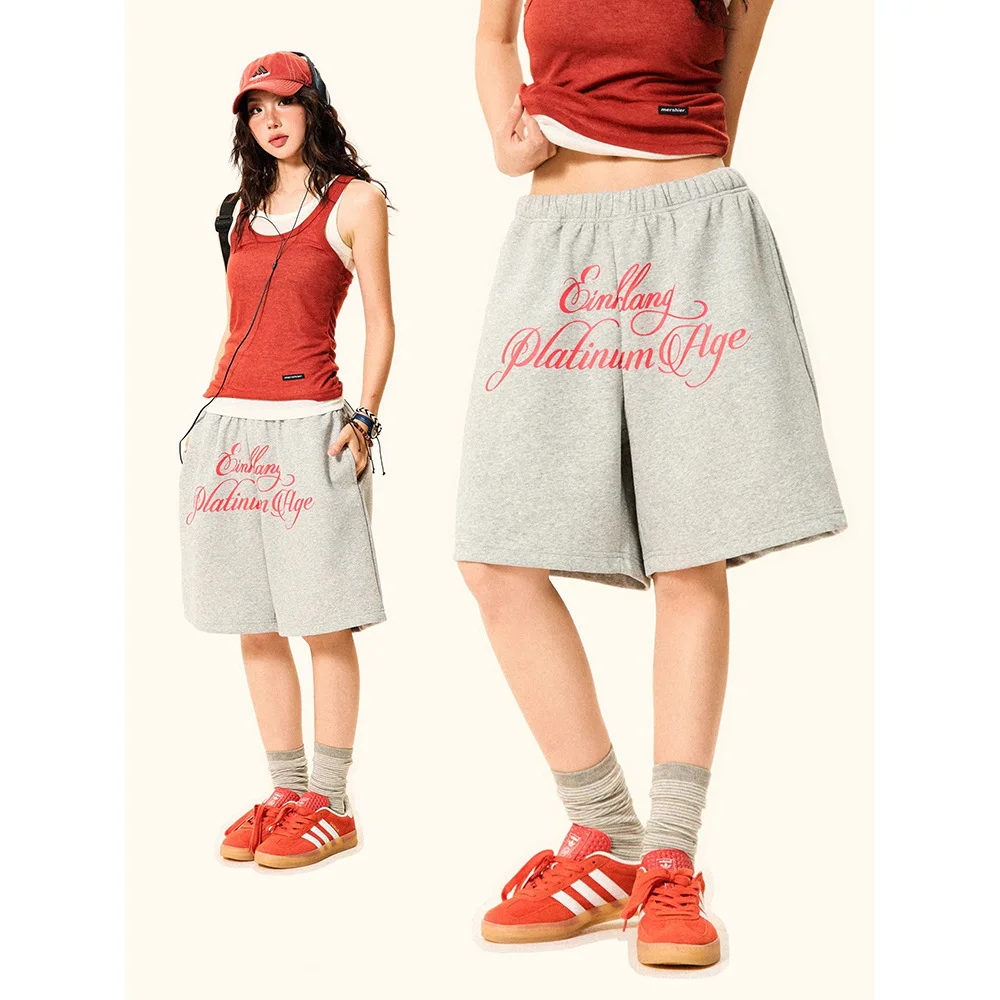 Damskie szorty z grafiką liter, casualowe, letnie, hip-hopowe, grunge, emo, do joggingu, spodnie dresowe, spodnie damskie Y2k Harajuku, luźne spodnie baggy