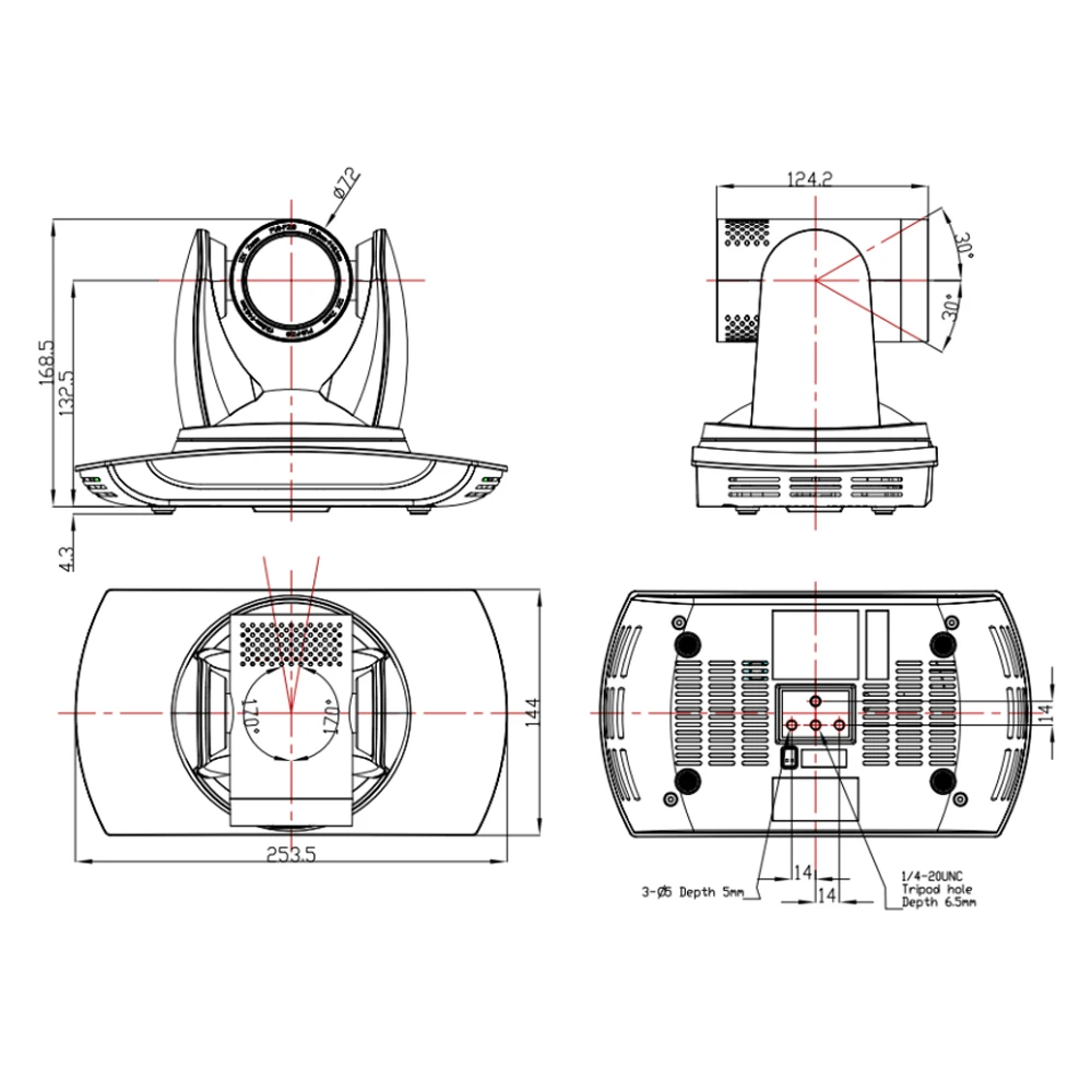 Long Distance 2MP 30X Zoom 3G SDI DVI IP Video Conference PTZ Camera for Churches Live Broadcasting