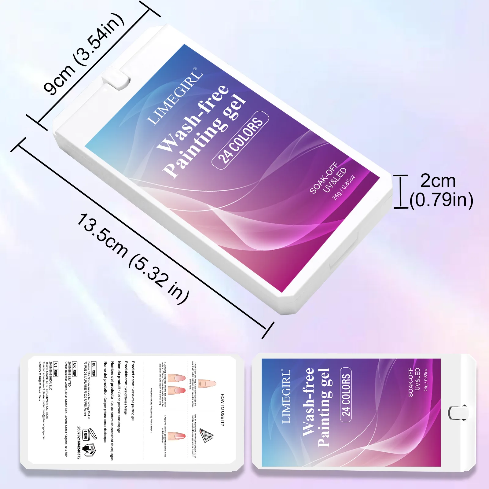 24 Grids Gradient Ombre Patting Gel Nail Polish High Saturation Long-Lasting Nail Art Soak-Off UV LED Gel Varnish for Manicure