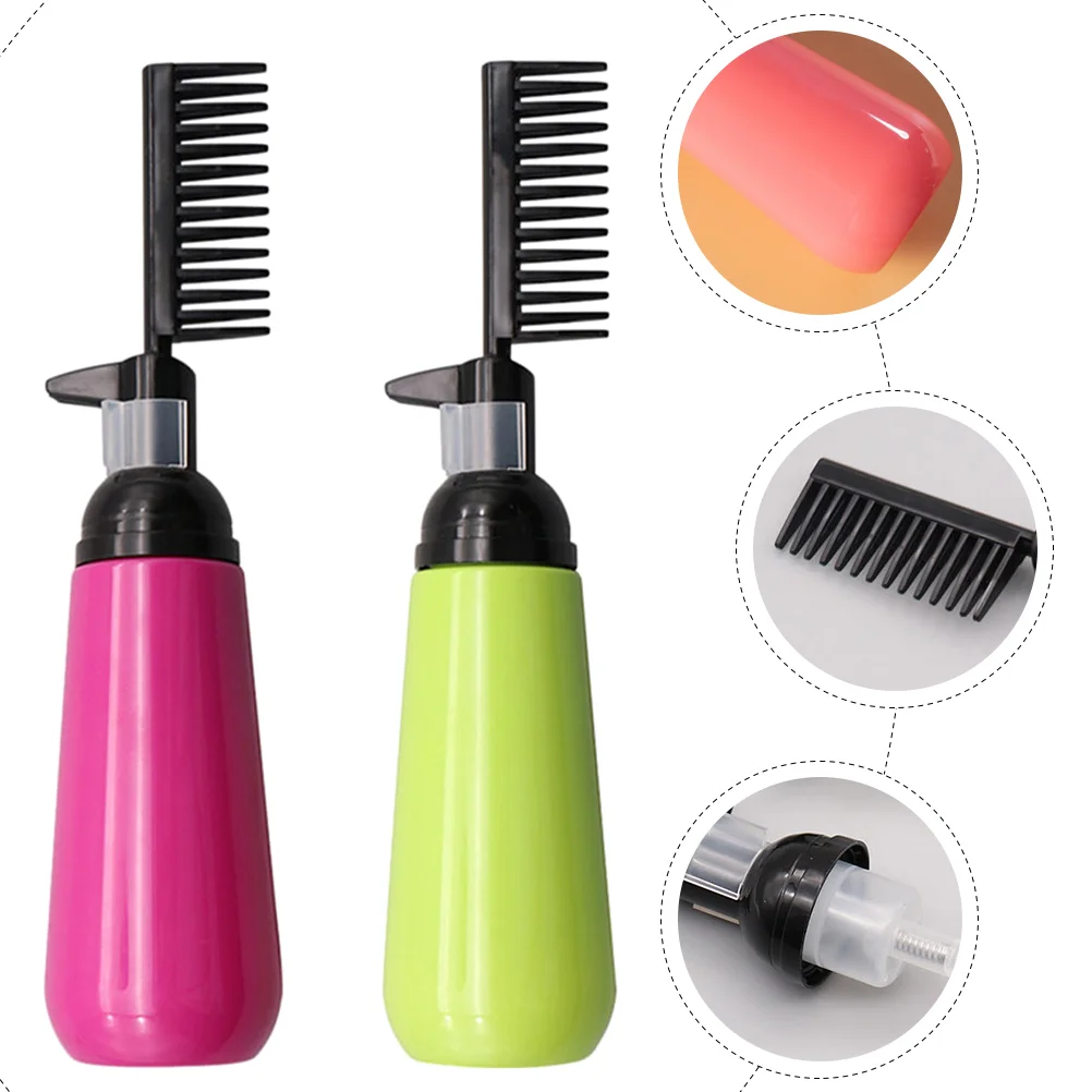 2 Pcs Hair Color Comb Bottle Coloring Bottles Dye Salon Supplies Oil Applicator Beauty Barber Tools Root