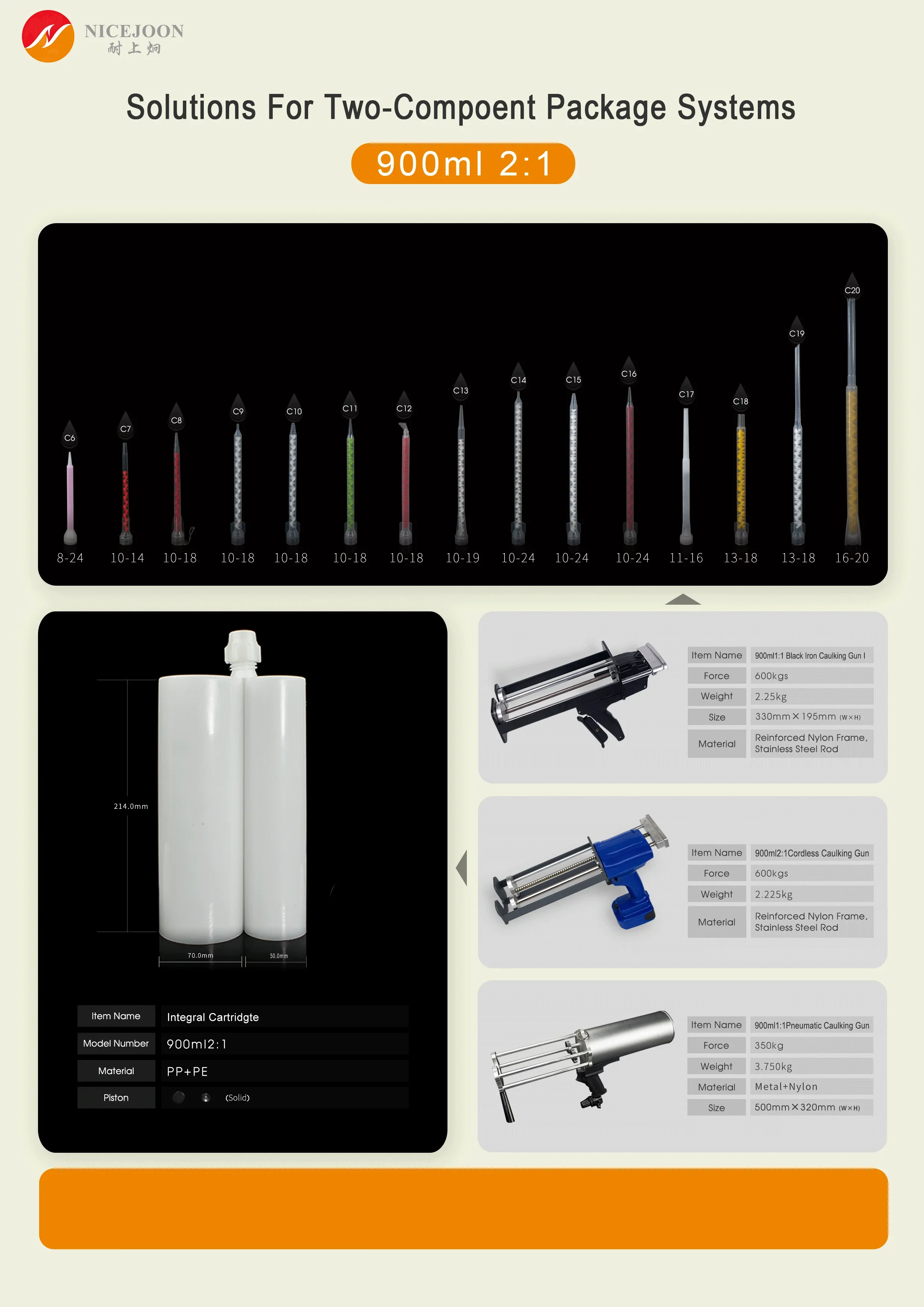 900ml 2:1 Caulking Pneumatic-Gun dua komponen Air Silicon -Gun untuk katrij semprot Epoxy-Gun