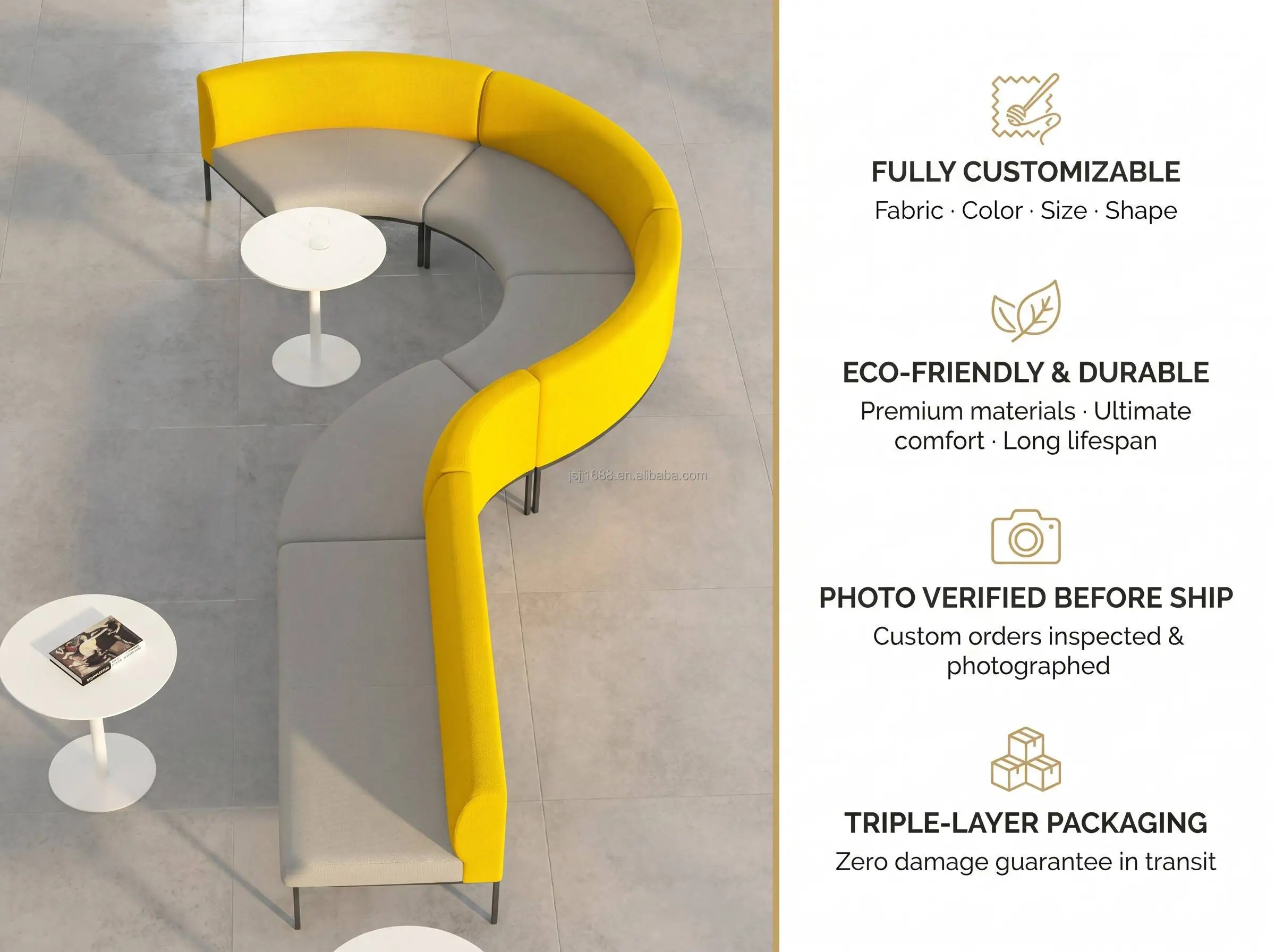 Custom Curved Irregular S-Shaped Double-Sided Minimalist Leisure Sofa Hotel Company Lounge Waiting Area Commercial Furniture