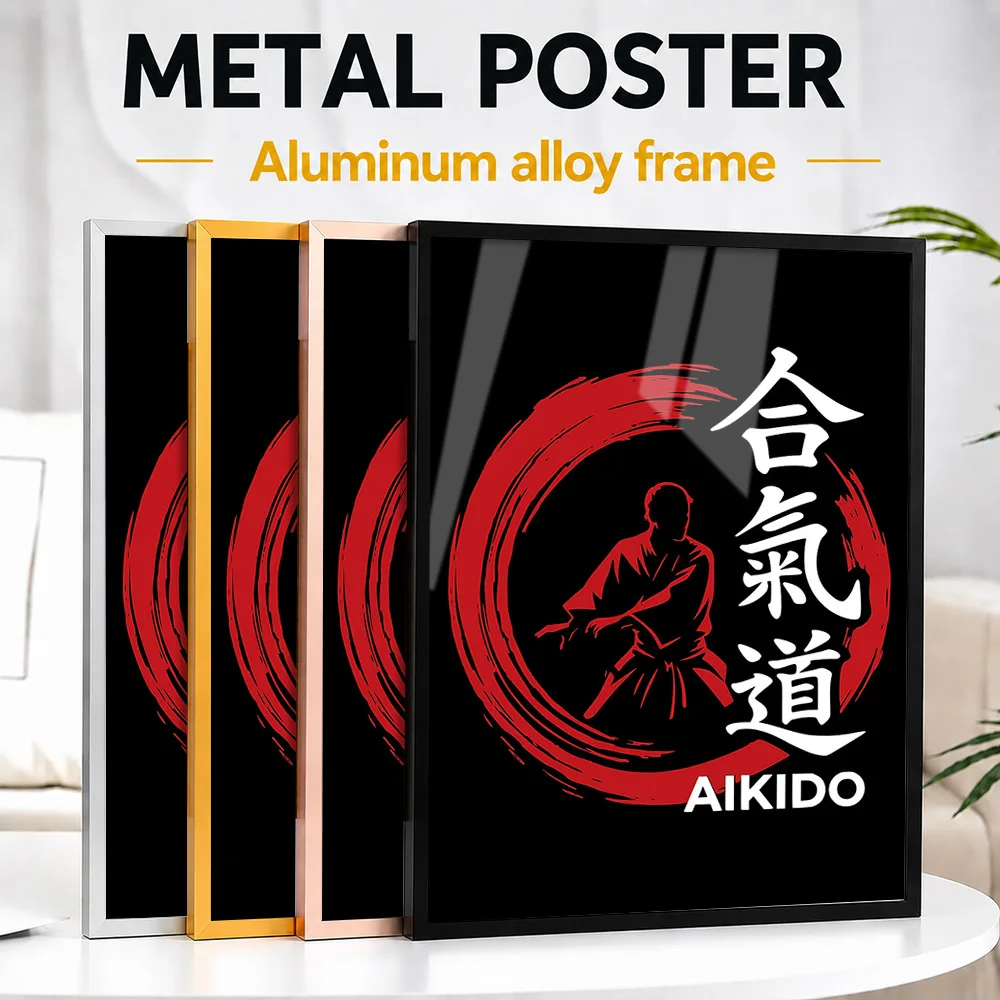 Aikido Martial Arts Framed Aluminum Metal Poster Customized Photo Dynamic Fight Style Wall Art For Bedroom Unique Athlete Gift