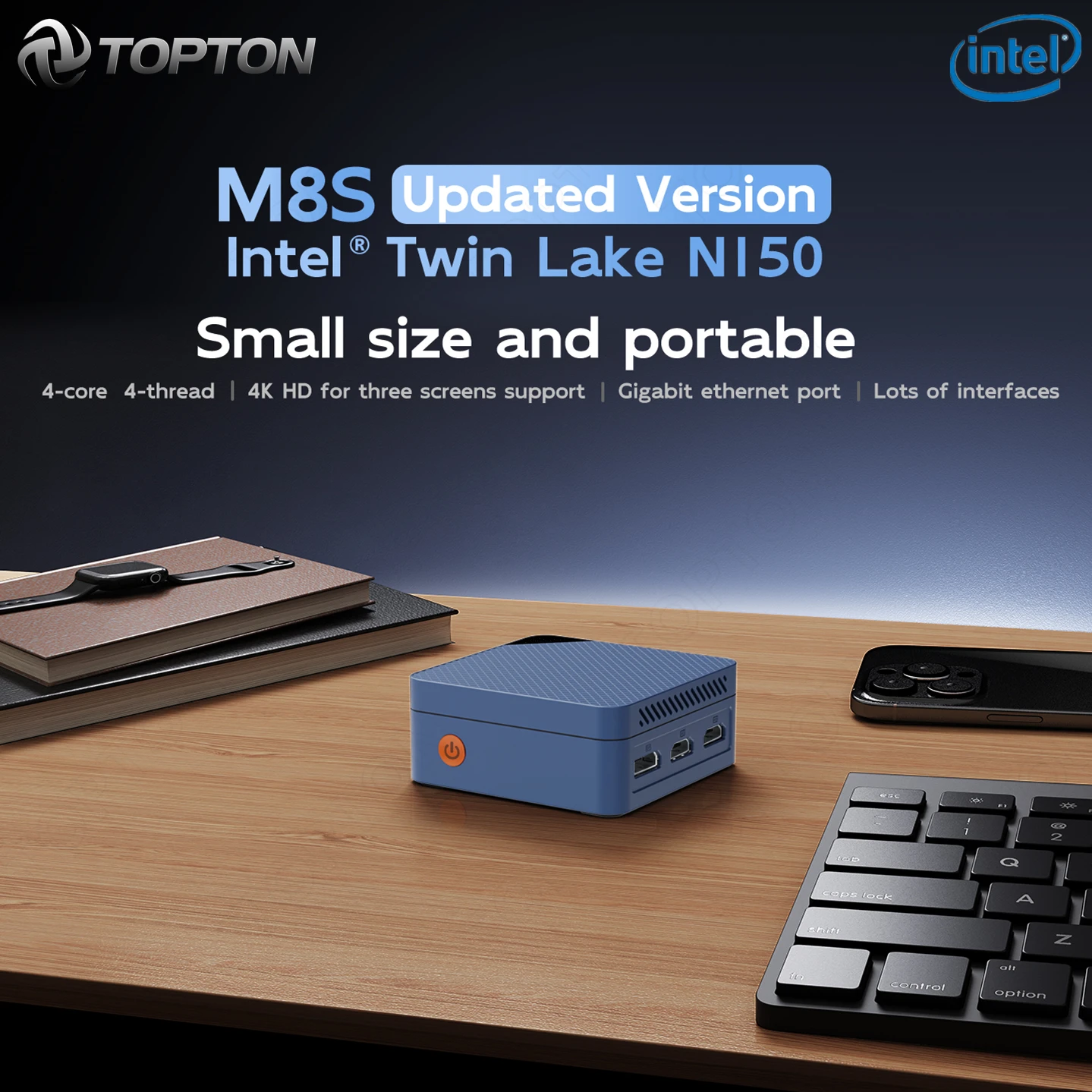 Topton Pocket Mini PC M8S Twin Lake Intel N150 Windows 11 12 GB DDR5 4800 MHz Gaming-PC Desktop-Computer 2 LANs Besser als N100