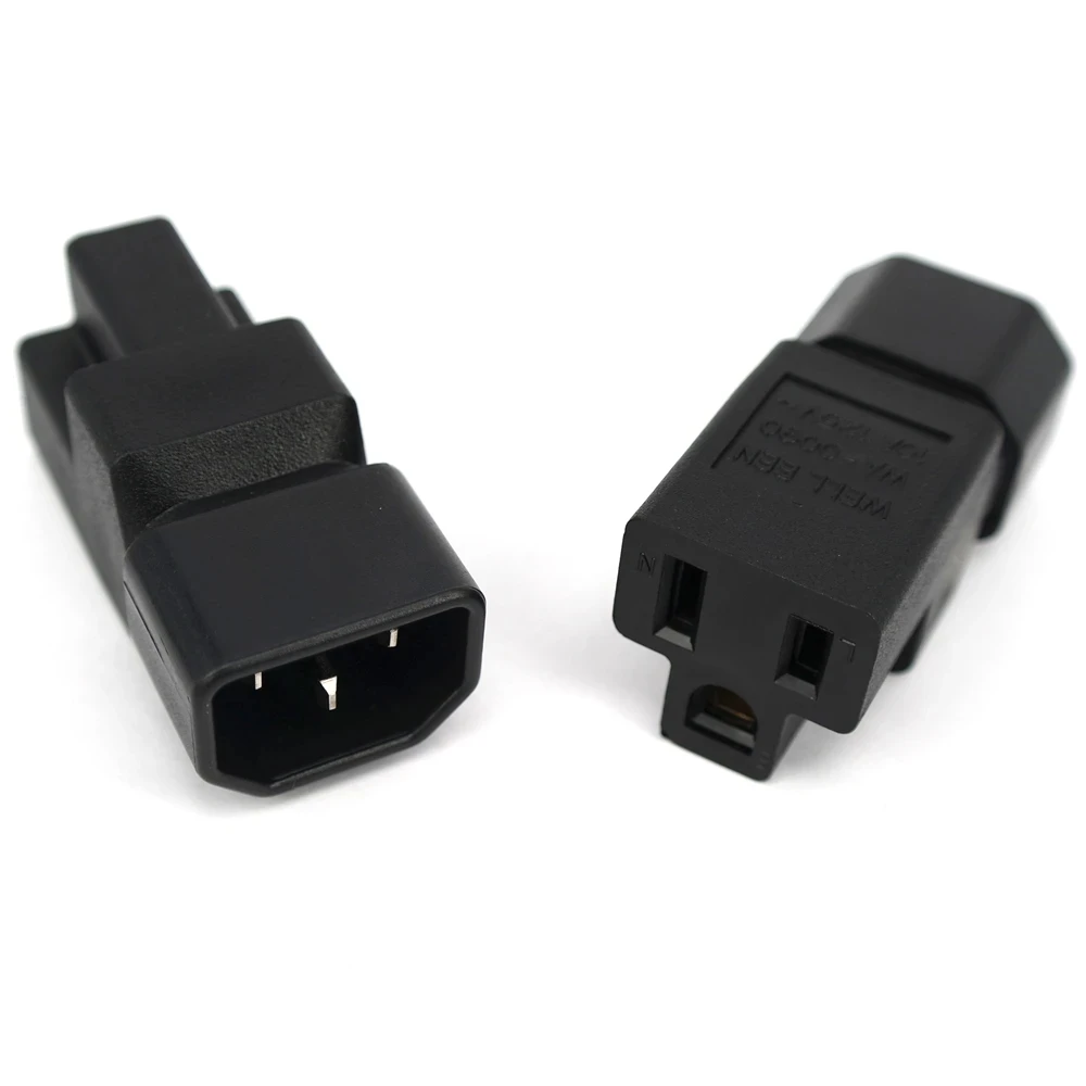 1pcs IEC 320 C14 to Nema 5-15R AC Adapter, C14 to 5-15R USA 3Pole Power Adapter, IEC 3Pole Male to USA 3Pole Female AC Converter