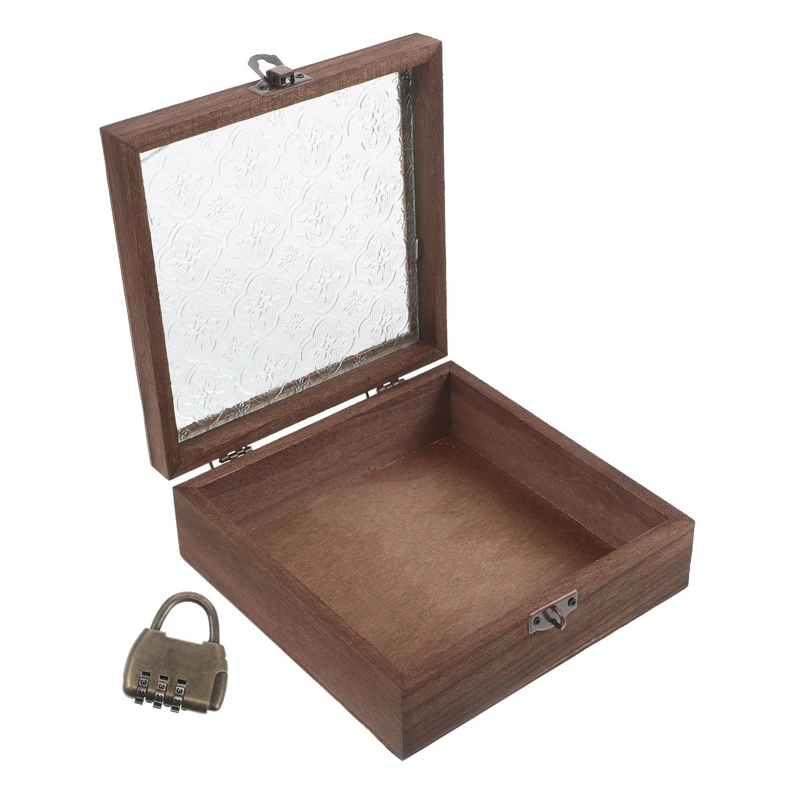 

Винтажная деревянная шкатулка для украшений со стеклянной крышкой, с дизайном «Цветущая слива», декоративный настольный органайзер для хранения серег и колец