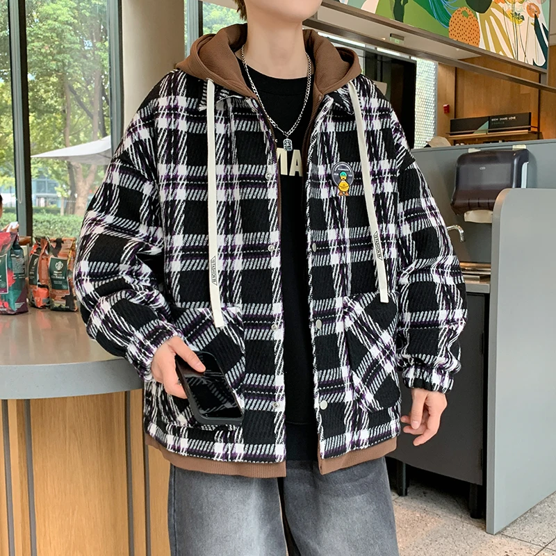 Новый весенне-осенний Новый Мужской винтажный Модный твидовый Стиль Трикотажный дизайн универсальные пальто популярная куртка для мужчин с Nood