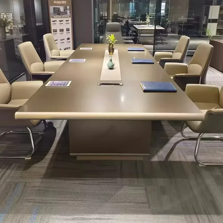 Large conference table, light luxury, high-end conference room, business simplicity, modern reception, negotiation with socket