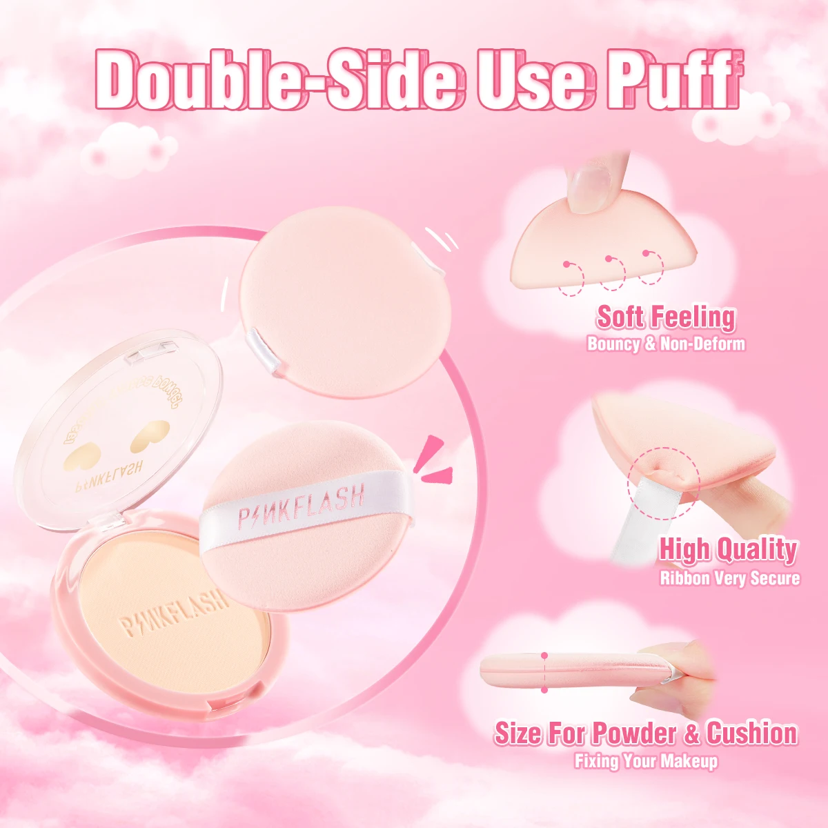 PINKFLASH Portable Marshmallow Cosmetic Puff Multipurpose Wet Dry Multi-use Makeup Powder Puff Beauty Makeup Tools Accessories