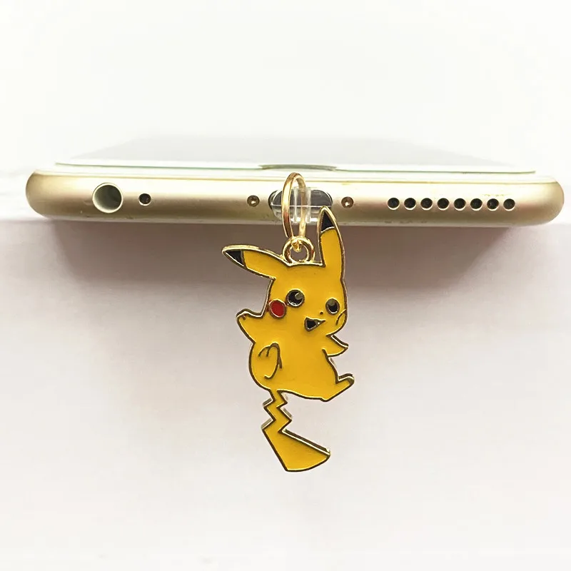 MINISO Pikachu Metal Phone Dust Plug Anti Dust Cap Pendant Charge Port Plug For iPhone Type C Android Dust Protection Stopper