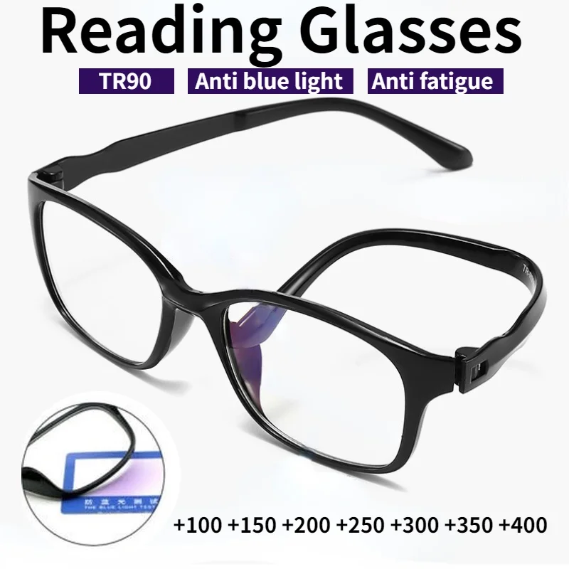 

FG Reading Glasses Men Anti Blue Rays Presbyopia Eyeglasses Antifatigue Computer Eyewear with +1.0 +1.5 +2.0 +2.5 +3.0 +3.5 +4.0