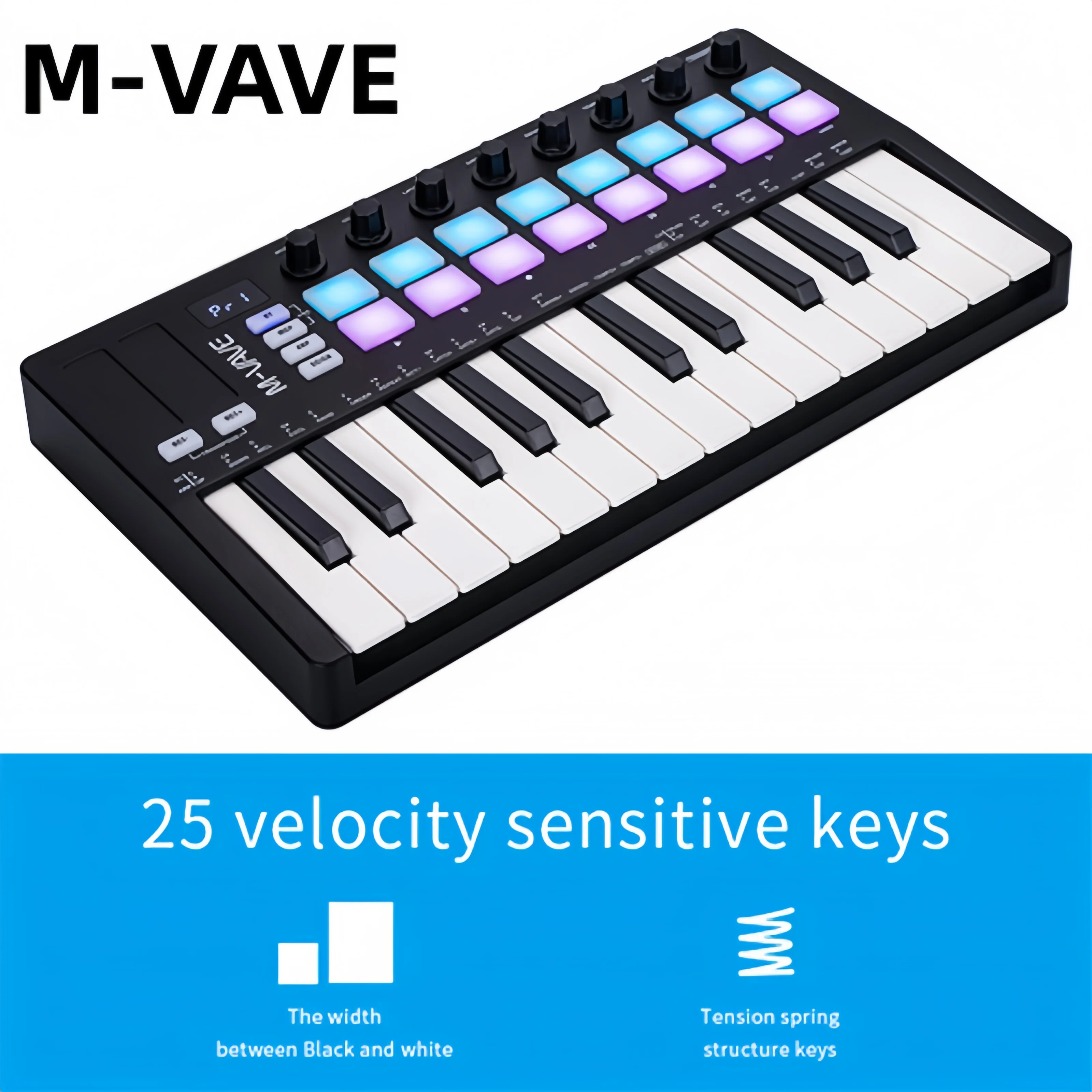 M-VAVE SMK-25 II MIDI Keyboard Controller, 25 Mini Keys 16 RGB