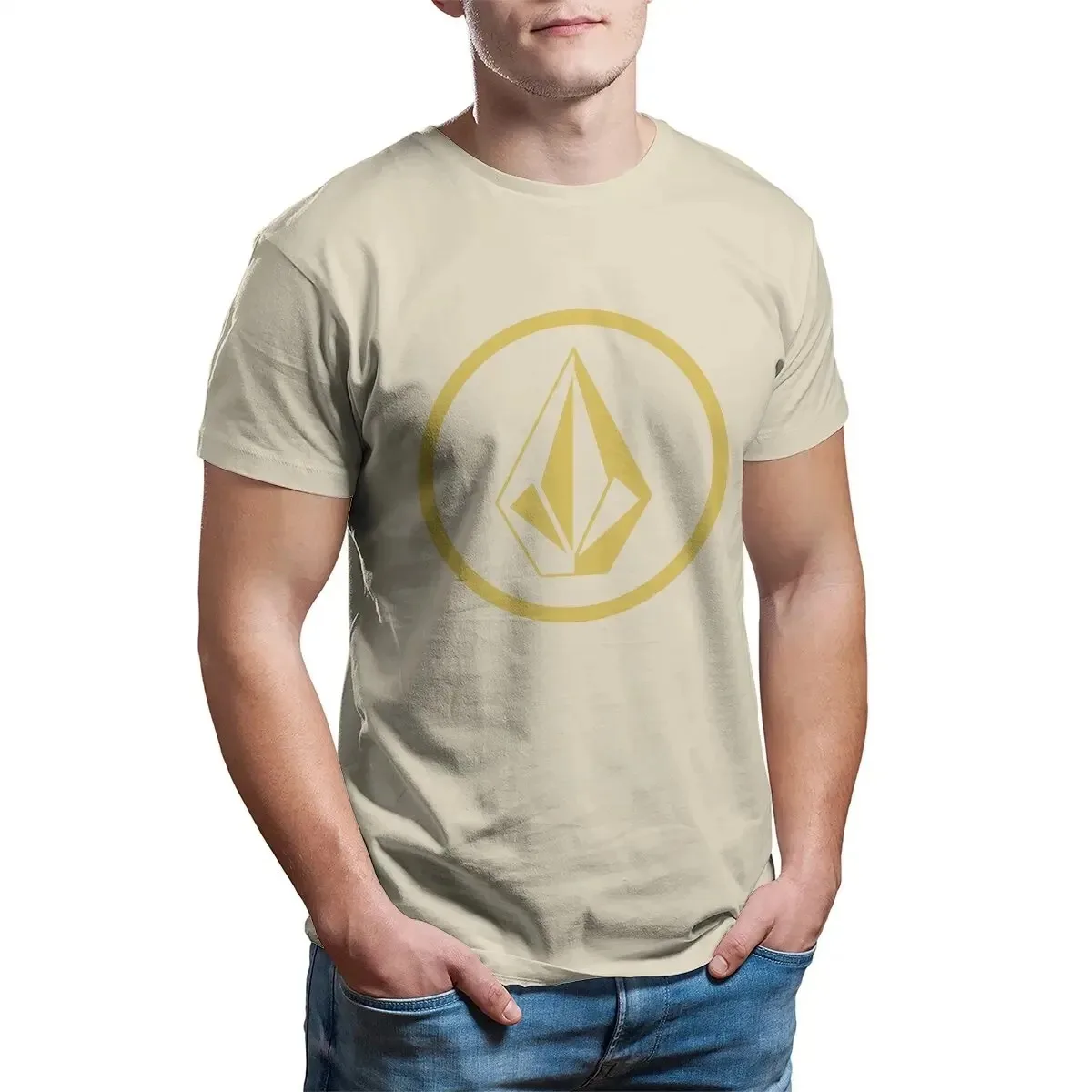 Mannen Eenvoudige Gouden Volcom Logo T-shirts V-Volcoms Katoenen Kleding Grappige Korte Mouw Crewneck T-shirt Nieuwe Collectie T-shirts