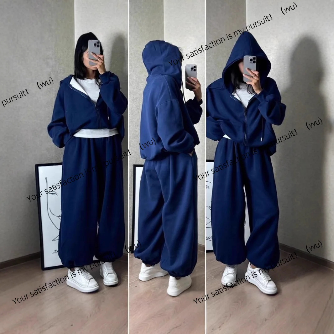 

Casual sports suit Spring and Autumn students Korean version loose hooded sweater sweatpants tied feet running two-piece set