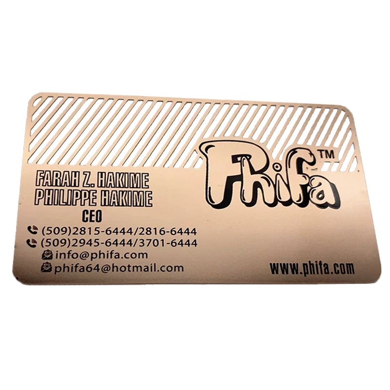 Producto personalizado, tarjetas de crédito en blanco de Metal de lujo de alta calidad, tarjetas de visita de Metal de oro rosa de acero inoxidable personalizadas