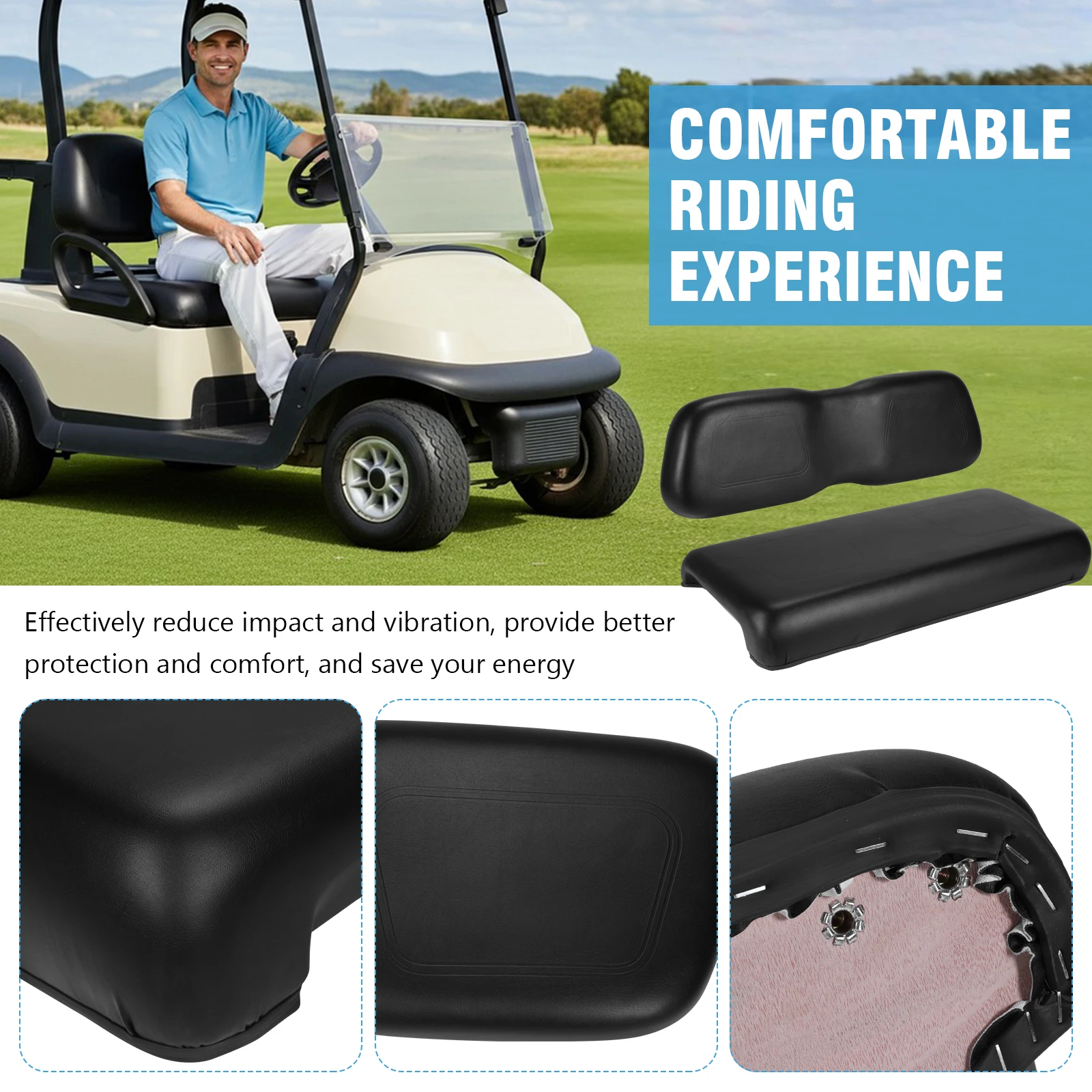 

Front Seat Back and Bottom Cushion Assembly 102076601 102076602 Golf Cart Front Cushion Set for Club Car DS 2000.5-up Models