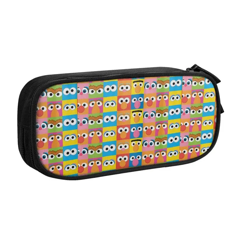 Custom Character Eye Pattern School Pencil Cases Boy Girl Big Capacity Sesames Street Pencil Bag Pouch Students Stationery