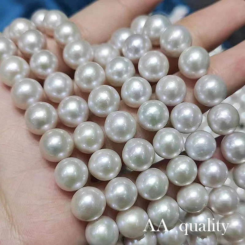 

AA 100% Natural Fresh water Pearl Round Edison Pearl Strand for DIY Natural Pearl Necklace Women Wedding Birthday Gifts 39-40cm