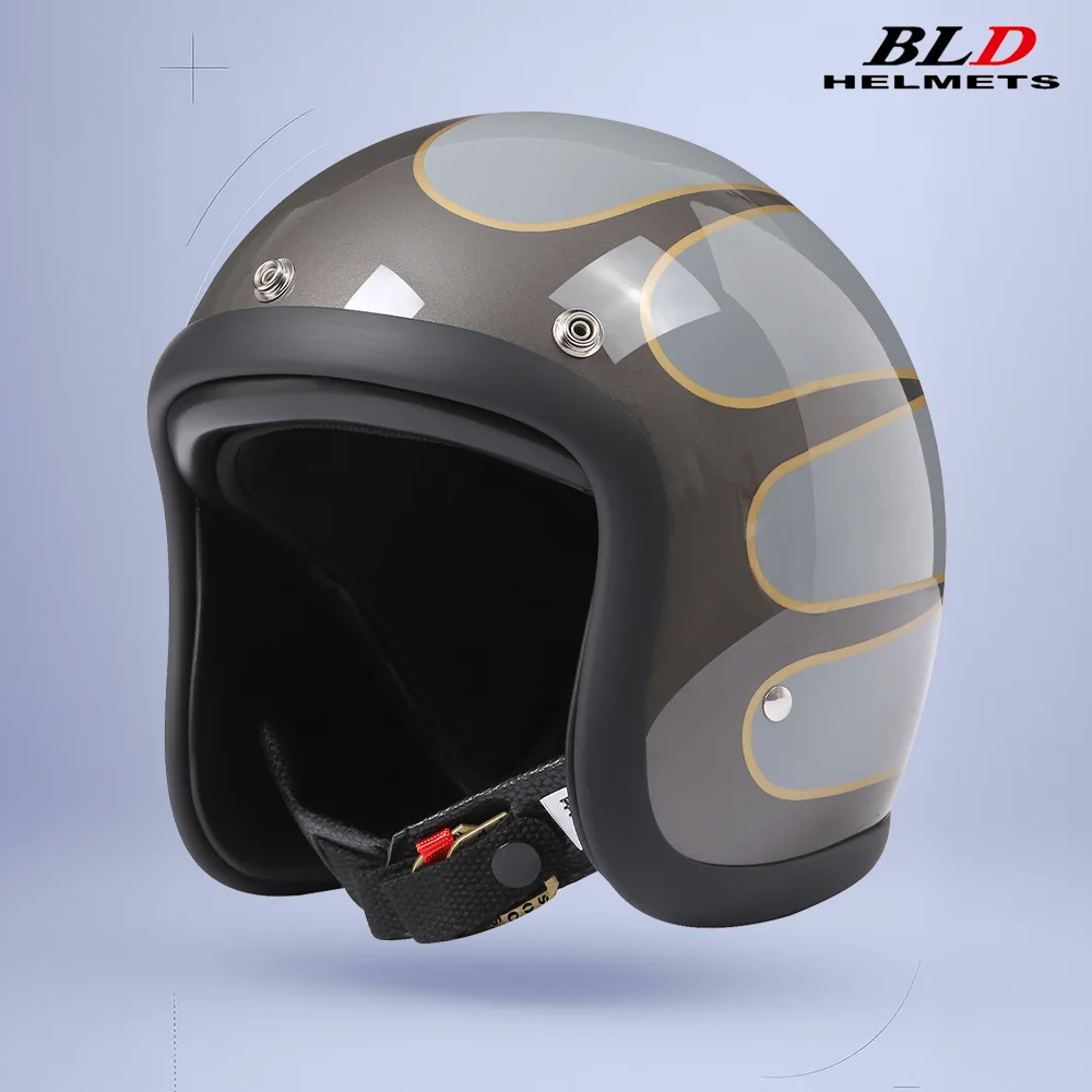 BLD Motorcycle Half Helmet DOT Certified Open Face Helmet Lightweight Breathable EPS Liner Adjustable Chin Strap Summer Riding