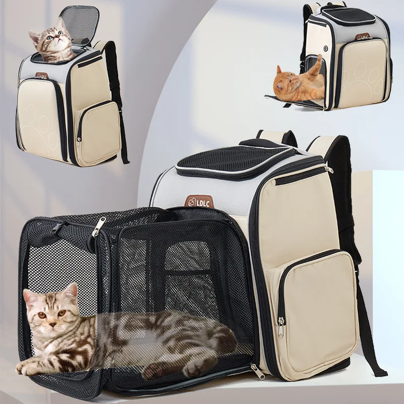 

Cat Carrier Backpack Expandable Mesh Breathable Foldable Pet Travel Bags for Small Dogs Cats Rabbits Pet Carrier Backpack