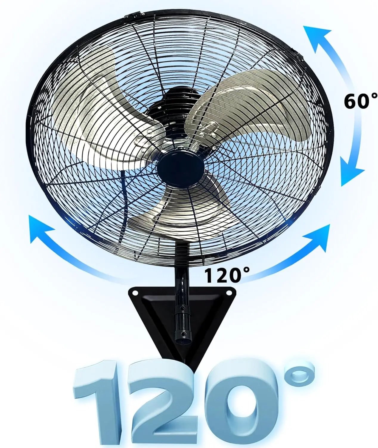 20 дюймовый настенный регулируемый вентилятор с 120 °, уличный вентилятор с 3 скоростями, Индустриальный вентилятор с 7000 куб. М, высокоскоростной вентилятор для дома